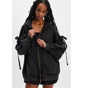 Free People Bow Girl Sweatshirt Hoodie Jacket Top Oversized Cotton XL 276699